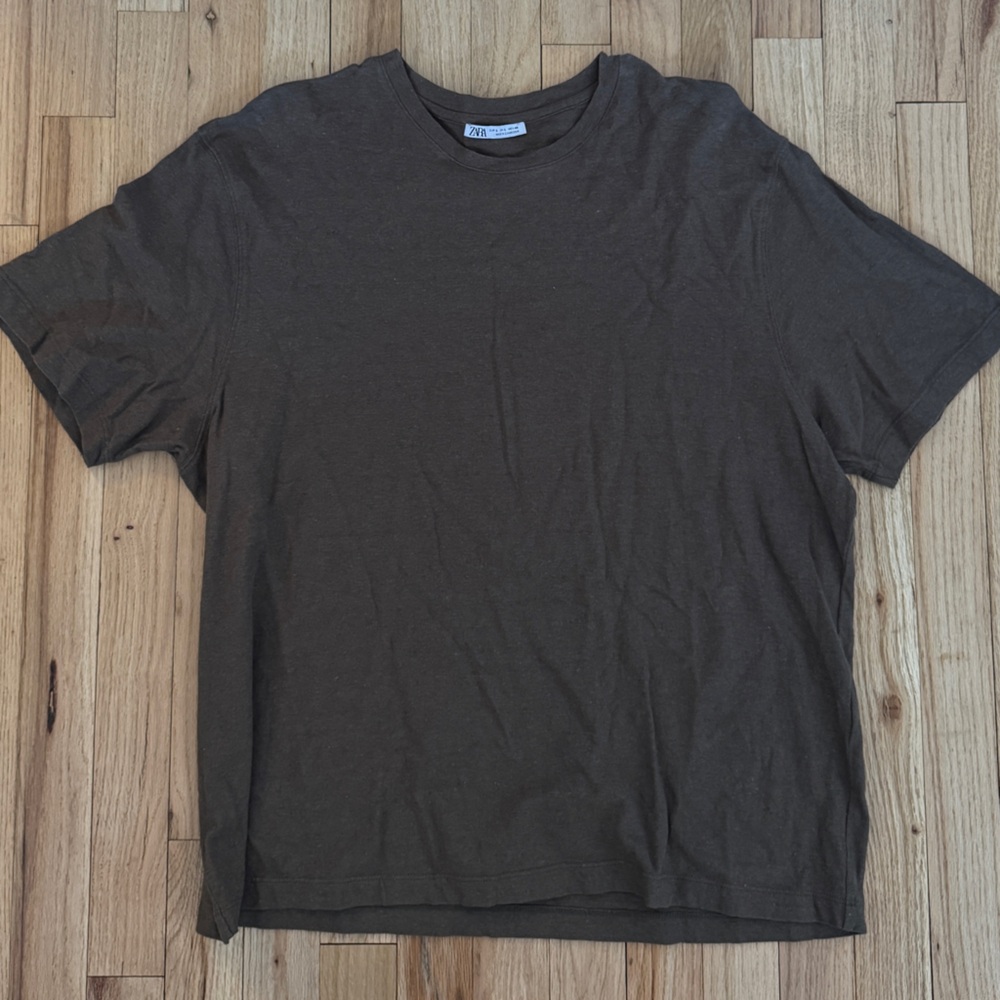 Zara Men's Forest Green Short Sleeve Boxy Tee